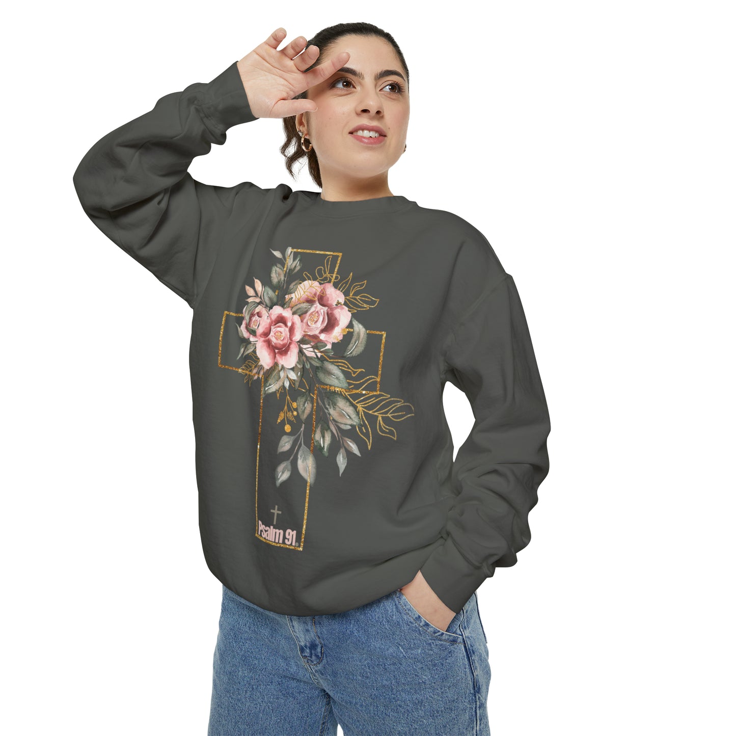 Women Flower Cross Sweatshirt