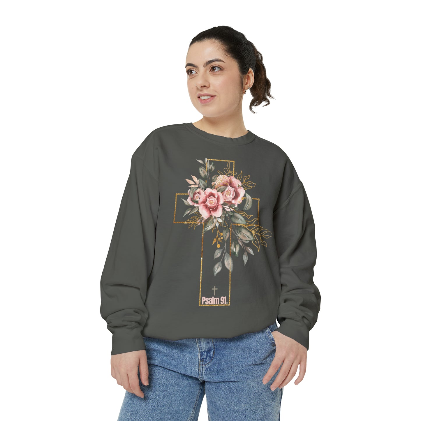 Women Flower Cross Sweatshirt