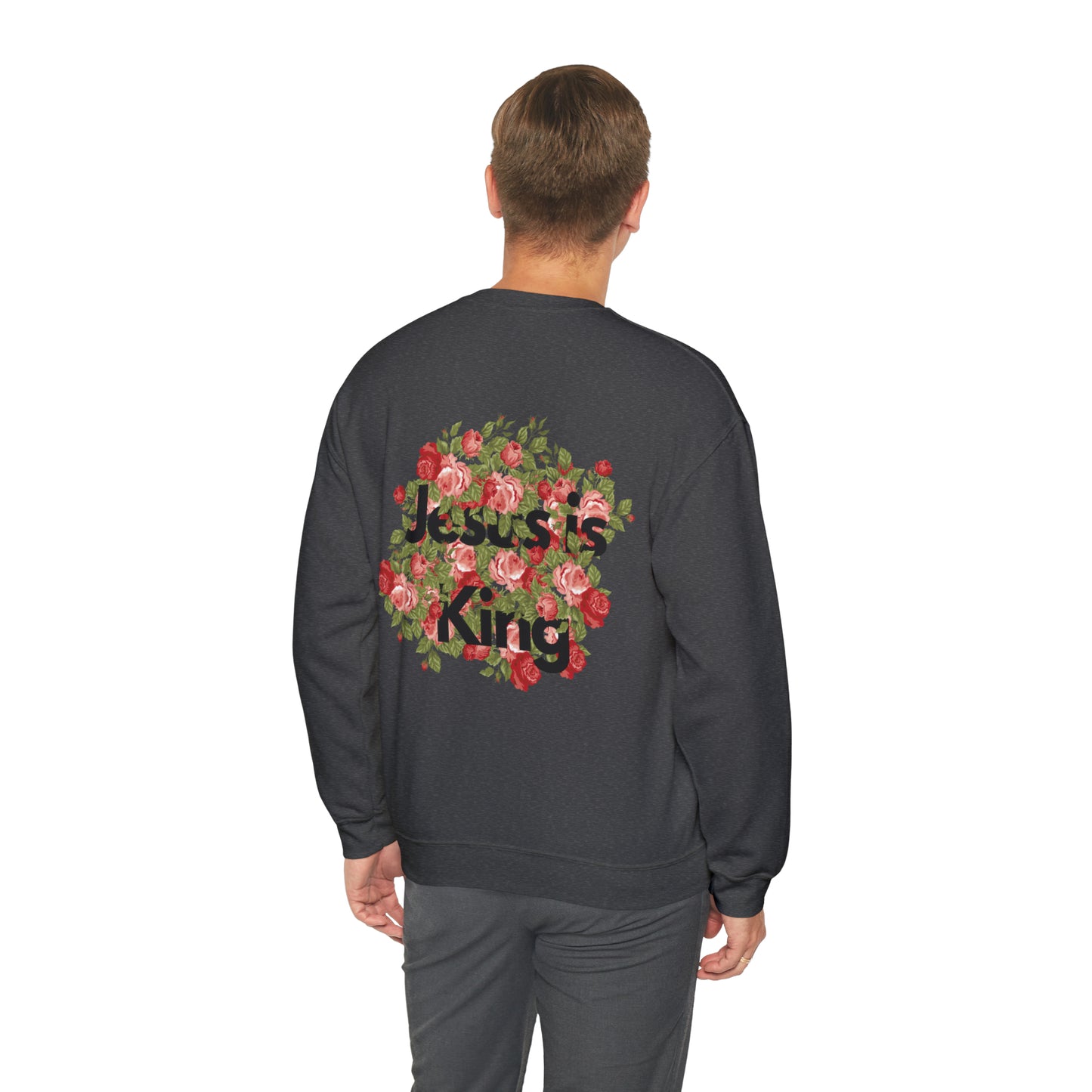 Jesus is king floral Unisex Heavy Blend™ Crewneck Sweatshirt